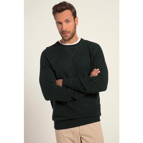 JP1880  Pullover, Wollmix, Rundhals mit Details 