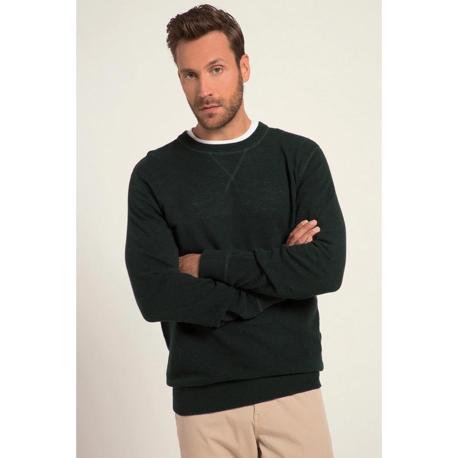 JP1880 Wollmix Rundhals Pullover mit Details  
