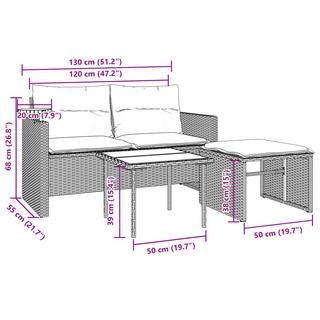 VidaXL Ensemble de canapés de jardin rotin synthétique  