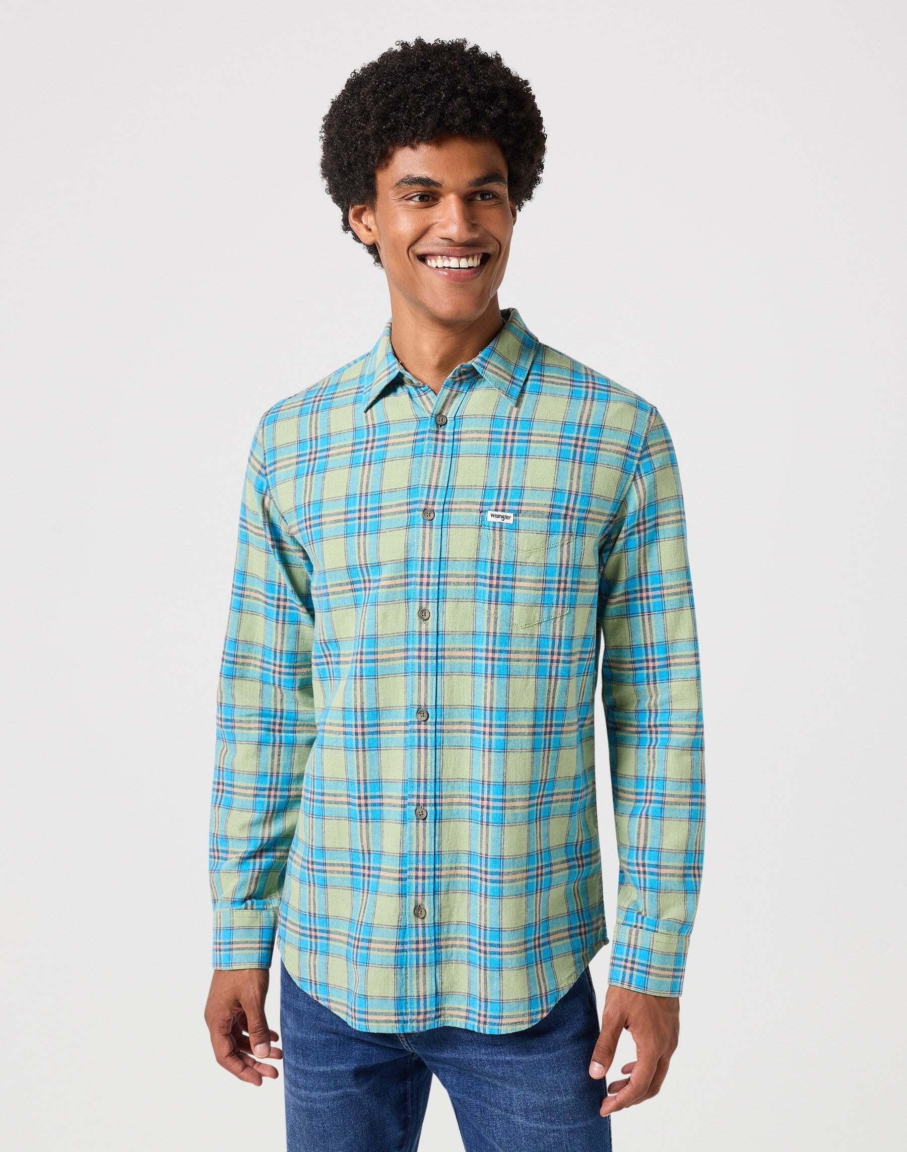 Image of Hemden Langarm One Pocket Shirt Herren Grün M