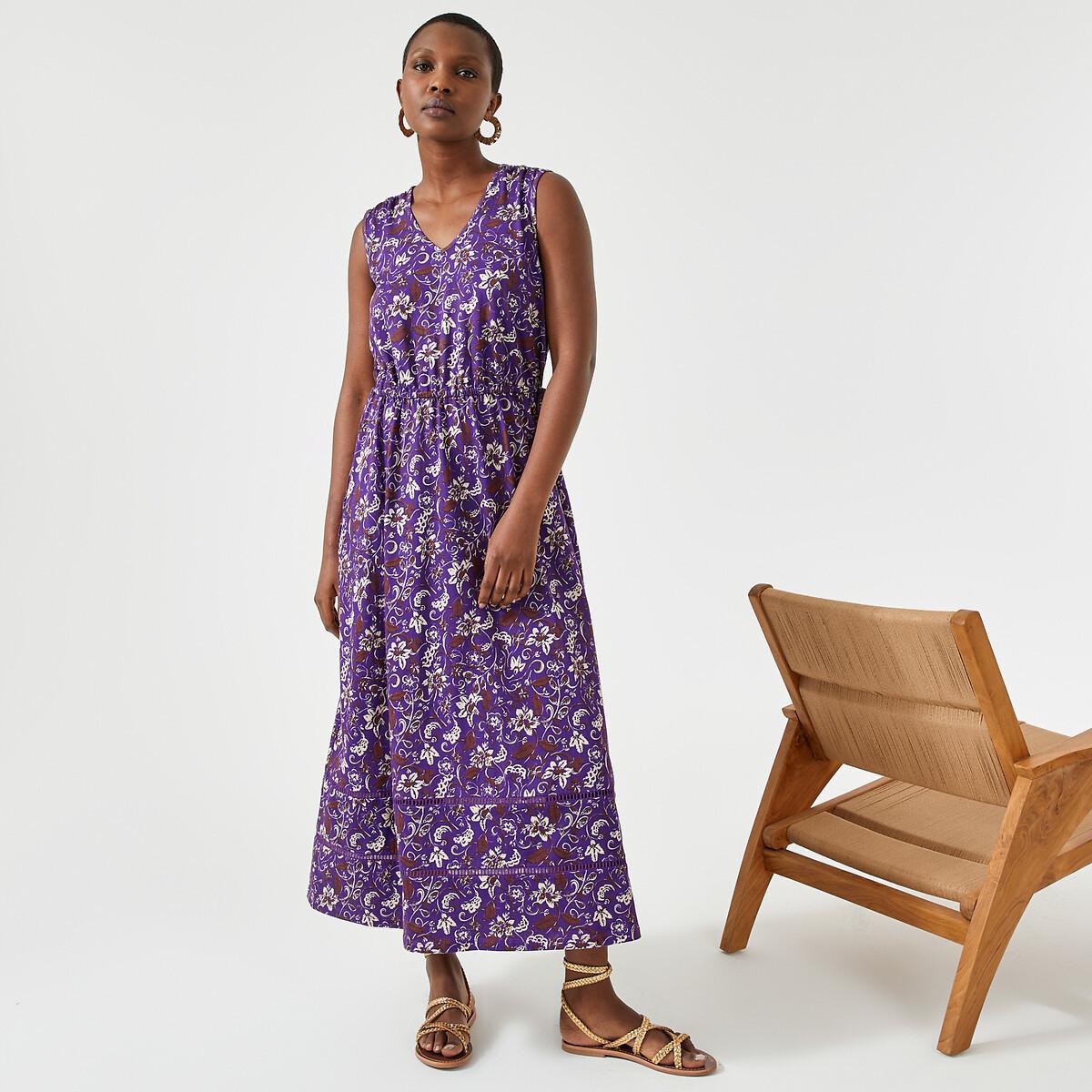 Image of Ausgestelltes Maxikleid Mit Blumenprint Damen Violett 40