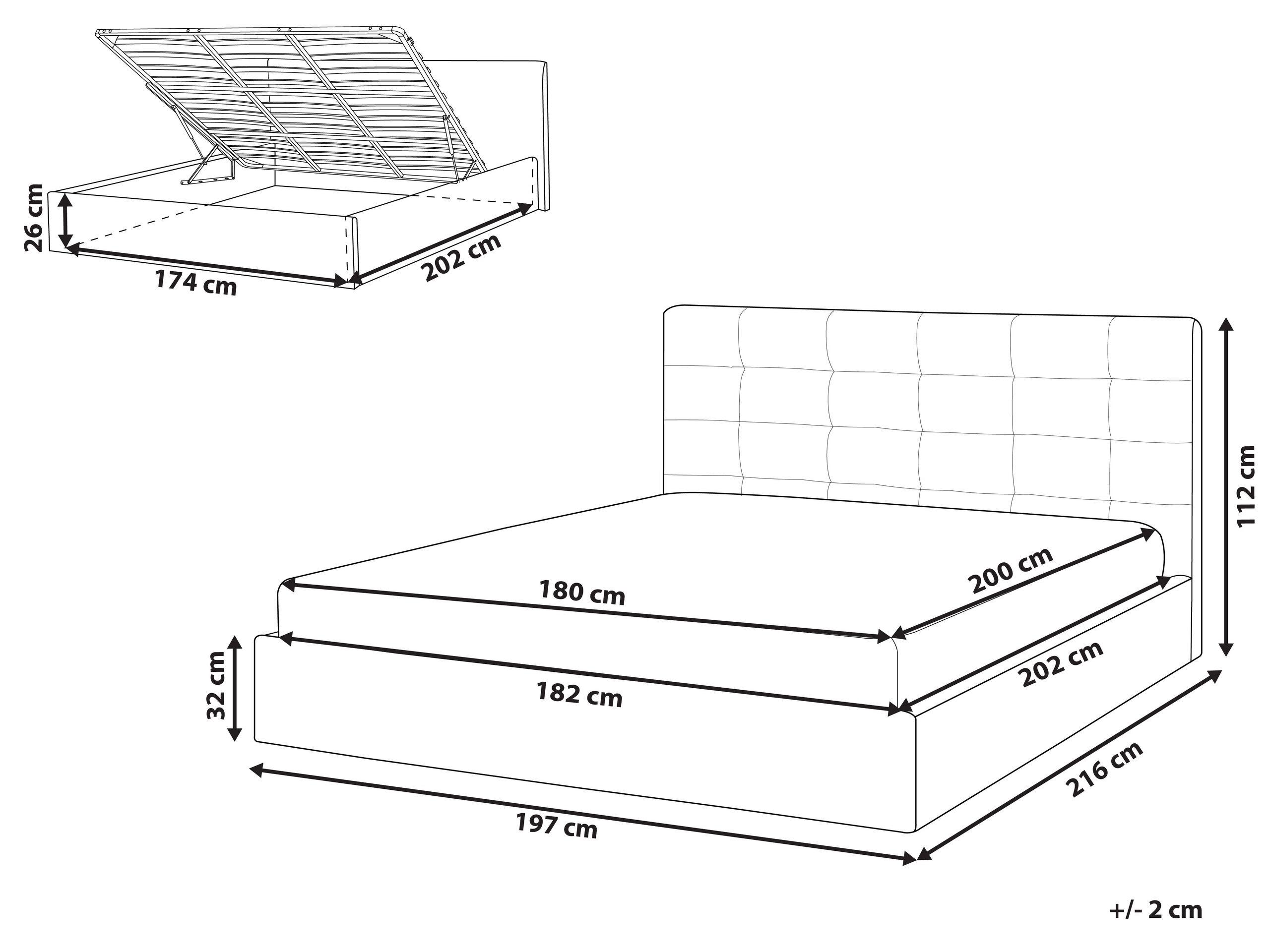 Beliani Bett mit Stauraum aus Polyester Modern LORIENT  