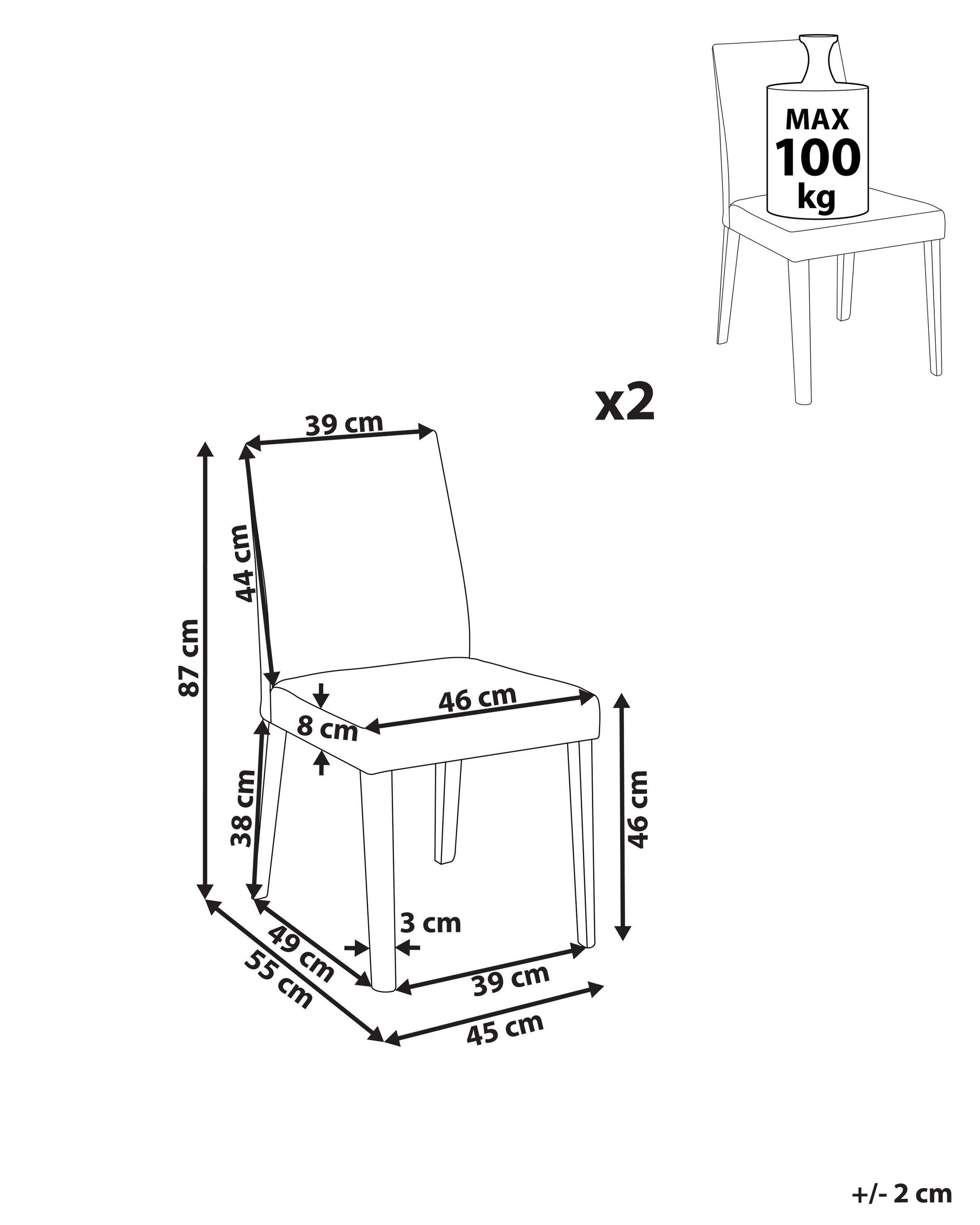 Beliani Esszimmerstuhl 2er Set aus Stoff Klassisch PHOLA  