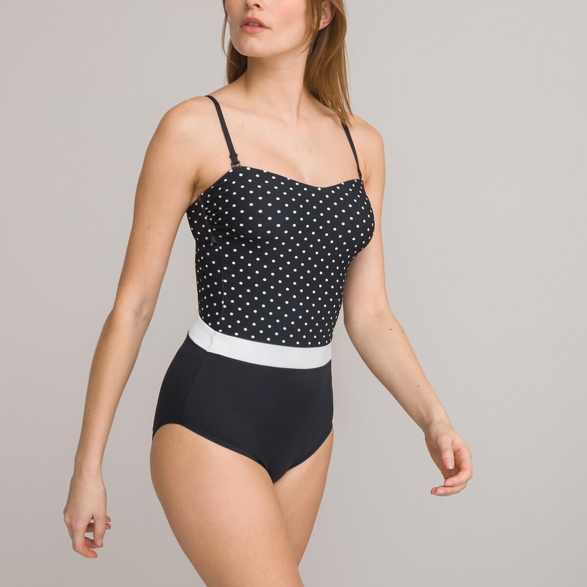 Image of Bustier-badeanzug Mit Bauch-weg-effekt Damen Weiss Bedruckt 36