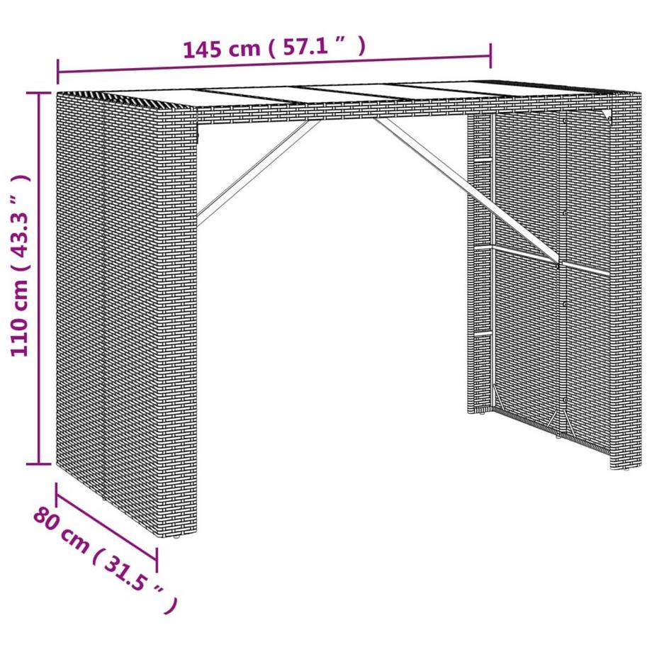 VidaXL set bar da giardino Polirattan  