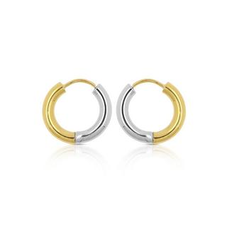 MUAU Schmuck  Creolen Bicolor Gelb-/Weissgold 750 Runddraht 16mm 