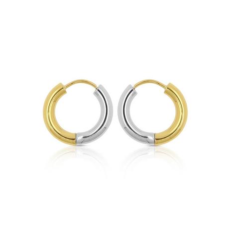 MUAU Schmuck  Creolen Bicolor Gelb-/Weissgold 750 Runddraht 16mm 