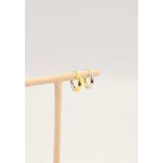 MUAU Schmuck  Créoles bicolores or jaune/blanc 750 fil rond 16mm 