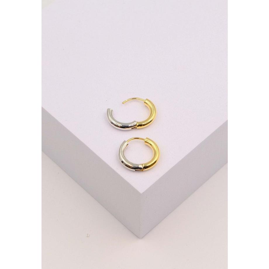 MUAU Schmuck  Creolen Bicolor Gelb-/Weissgold 750 Runddraht 16mm 