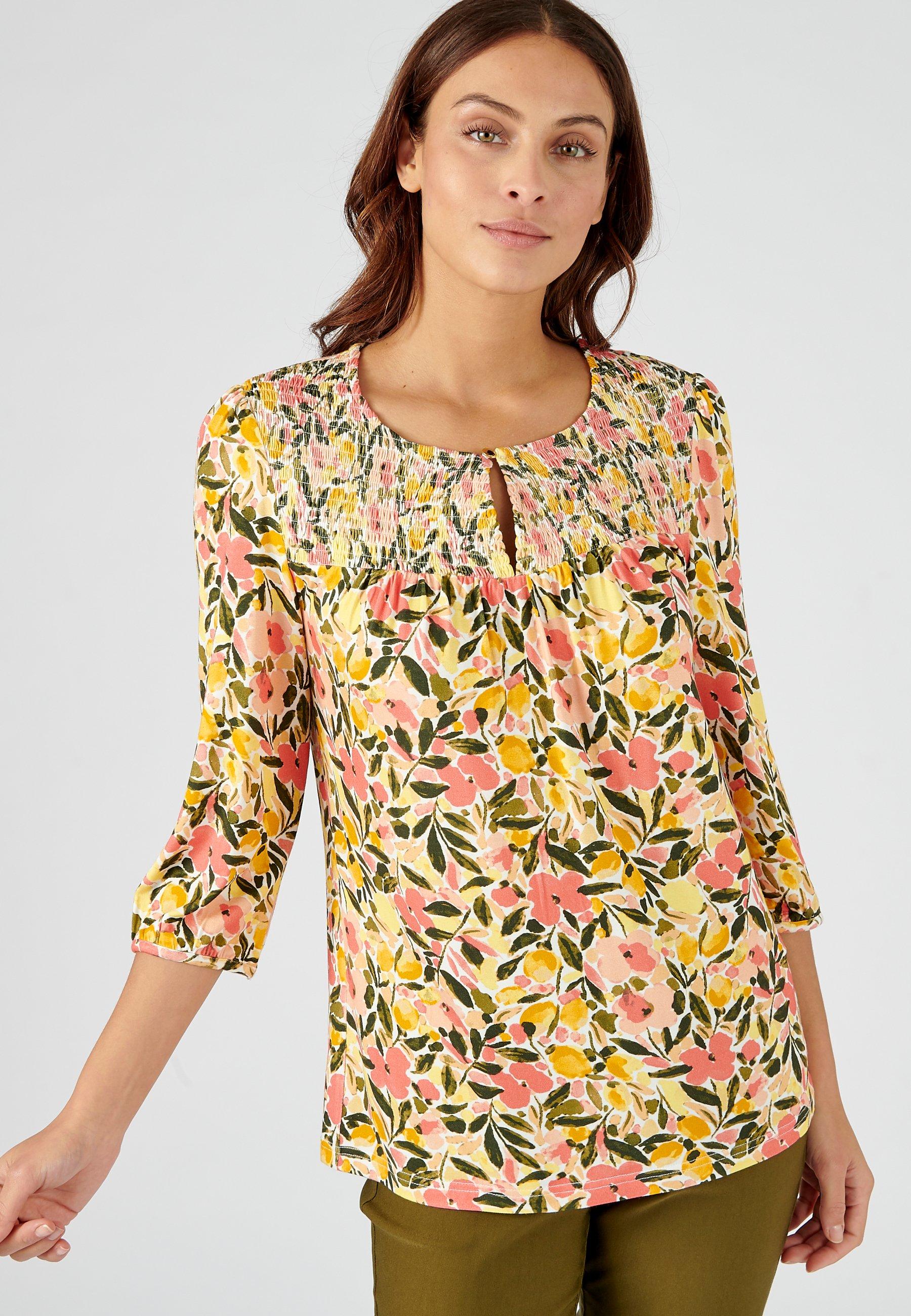 Image of Fließende Bluse Aus *viskosefaser Lenzing(tm) Ecovero(tm). Damen Gelb Bunt 42/44