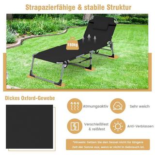 Northix Chaise longue de jardin pliable avec ouverture du visage, dossier réglable et repose-pieds, noir  