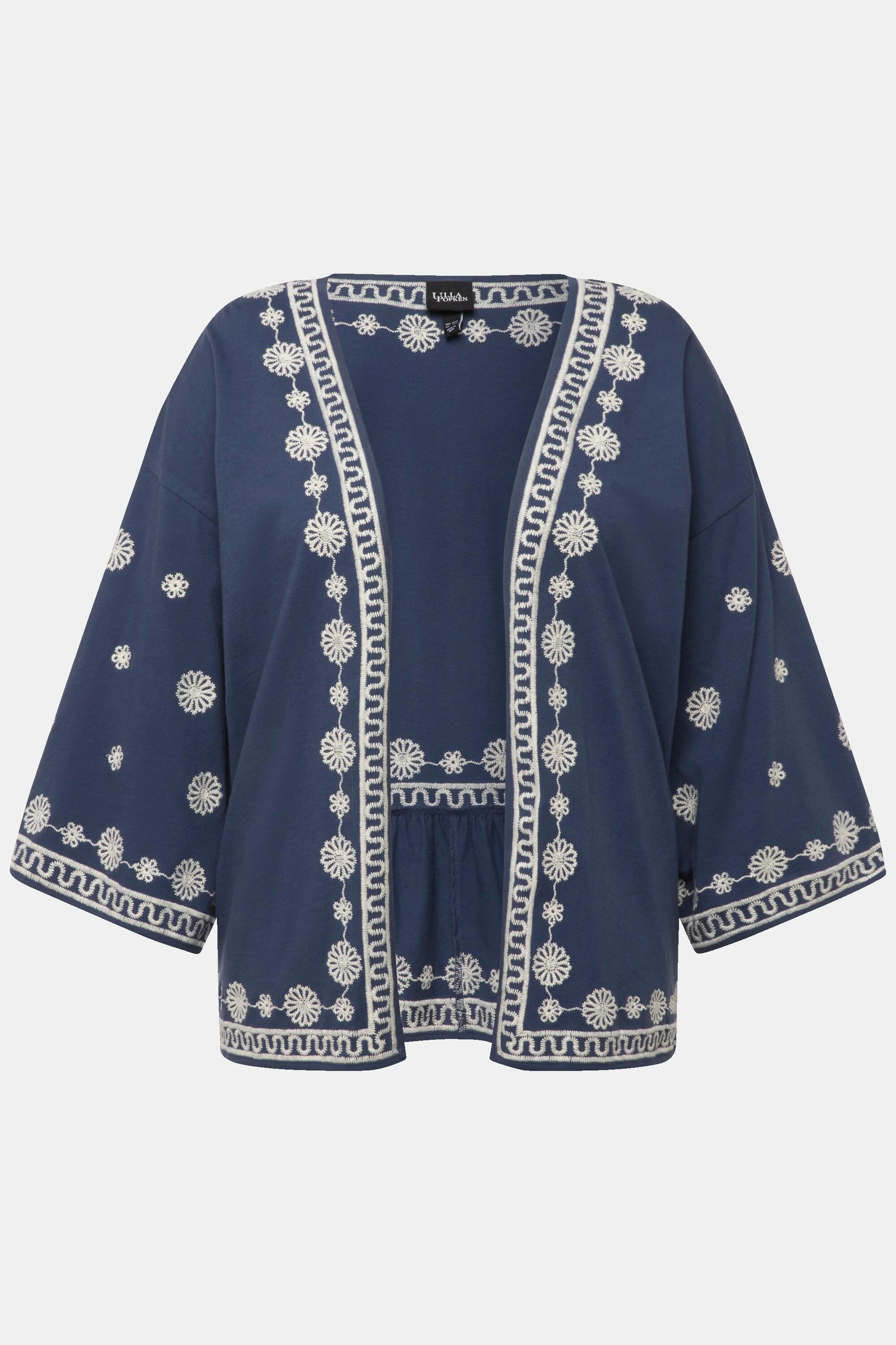 Ulla Popken  Blusen-Kaftan, Stickerei, offene Form, Langarm 