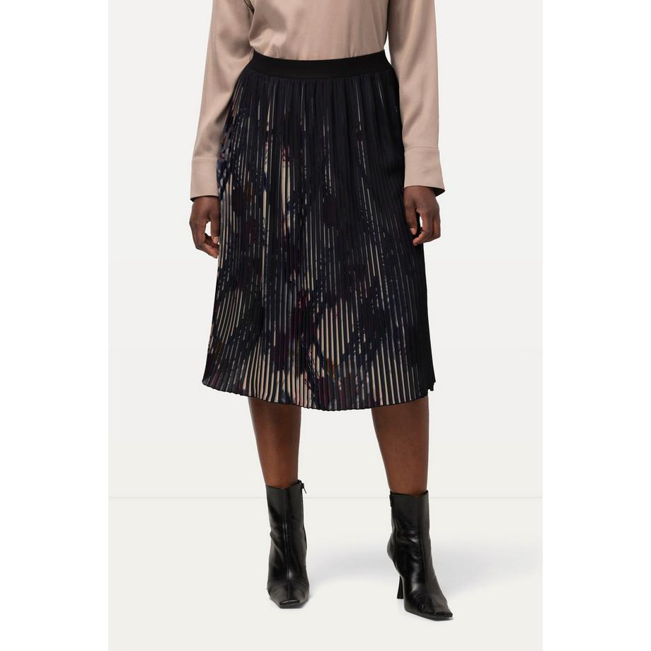 Ulla Popken Jupe Plissée Motif Graphique Ligne A Ceinture Élastique  