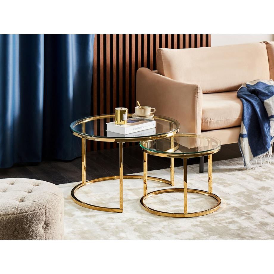 Beliani Lot de 2 tables basses en Acier inox Glamour GRANGE  