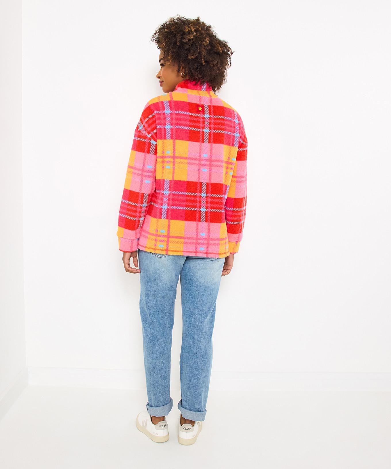 Joe Browns Kariertes Fleece Top mit halbem Reissverschluss  