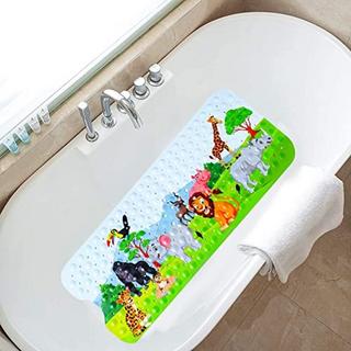 Activity-board Tapis de bain pour baignoire pour enfants - Tapis de bain antidérapant pour bébé - Extra long - Tapis de sol antidérapant pour salle de bain, douche pour tout-petits - Avec ventouses et trous de drainage  