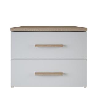 Calicosy Nachttisch mit 2 Schubladen im Holz- und Weiß-Dekor L50 cm - Selena  