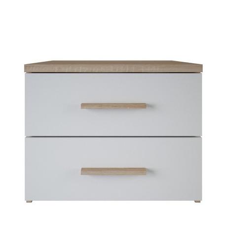 Calicosy Nachttisch mit 2 Schubladen im Holz- und Weiß-Dekor L50 cm - Selena  