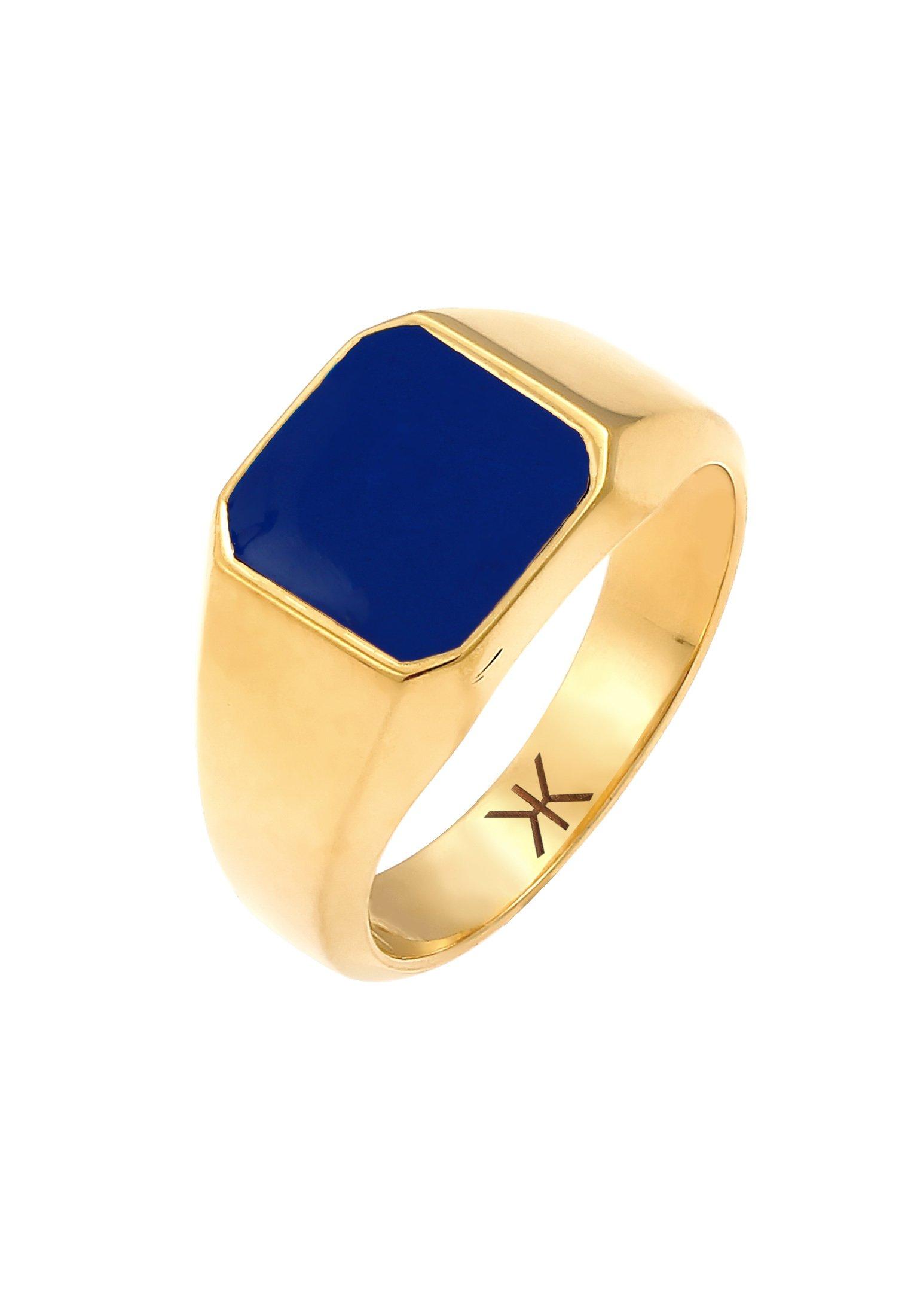 Image of Ring Siegelring Emaille Blau Basic 925 Silber Damen Gold 58mm