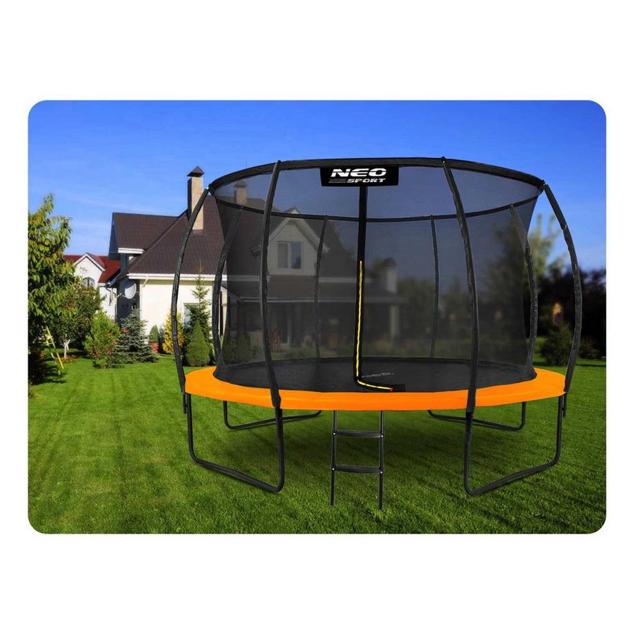 B2X Profiliertes Gartentrampolin 12 Fuß/374 cm mit Neo-Sport-Innennetz  