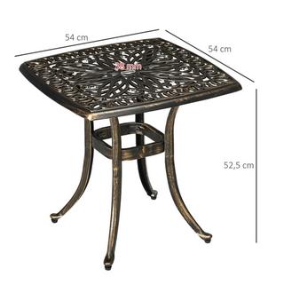 Northio Table D'Appoint, Table De Patio, Trou Pour Parasol, Cadre En Aluminium, Bronze, 54 X 54 X 52,5 Cm  