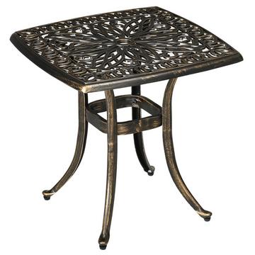 Table D'Appoint, Table De Patio, Trou Pour Parasol, Cadre En Aluminium, Bronze, 54 X 54 X 52,5 Cm