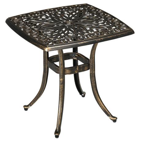 Northio Table D'Appoint, Table De Patio, Trou Pour Parasol, Cadre En Aluminium, Bronze, 54 X 54 X 52,5 Cm  