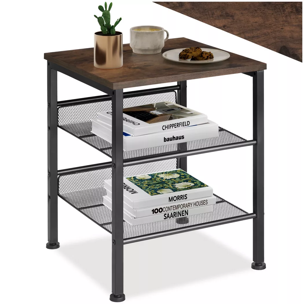 tectake Bedside Table Lincoln in Dark Brown