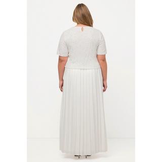 Ulla Popken Top da sposa ricamato A-line girocollo mezze maniche  