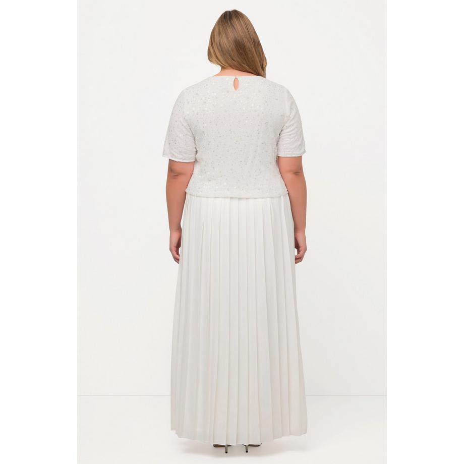 Ulla Popken Braut-Top Stickerei A-Linie Rundhals Halbarm  