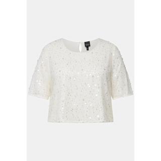 Ulla Popken Top da sposa ricamato A-line girocollo mezze maniche  