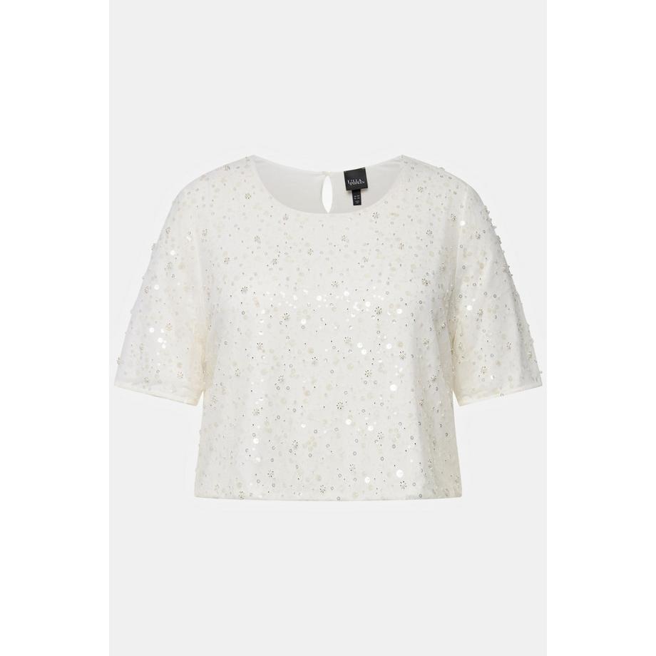 Ulla Popken Braut-Top Stickerei A-Linie Rundhals Halbarm  