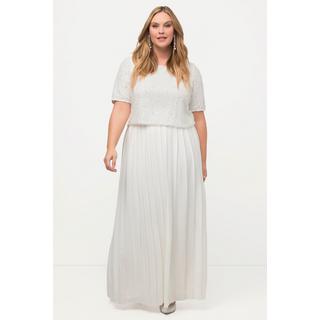 Ulla Popken Top da sposa ricamato A-line girocollo mezze maniche  
