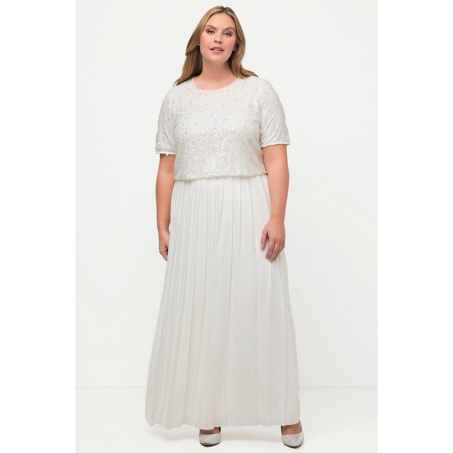 Ulla Popken Braut-Top Stickerei A-Linie Rundhals Halbarm  