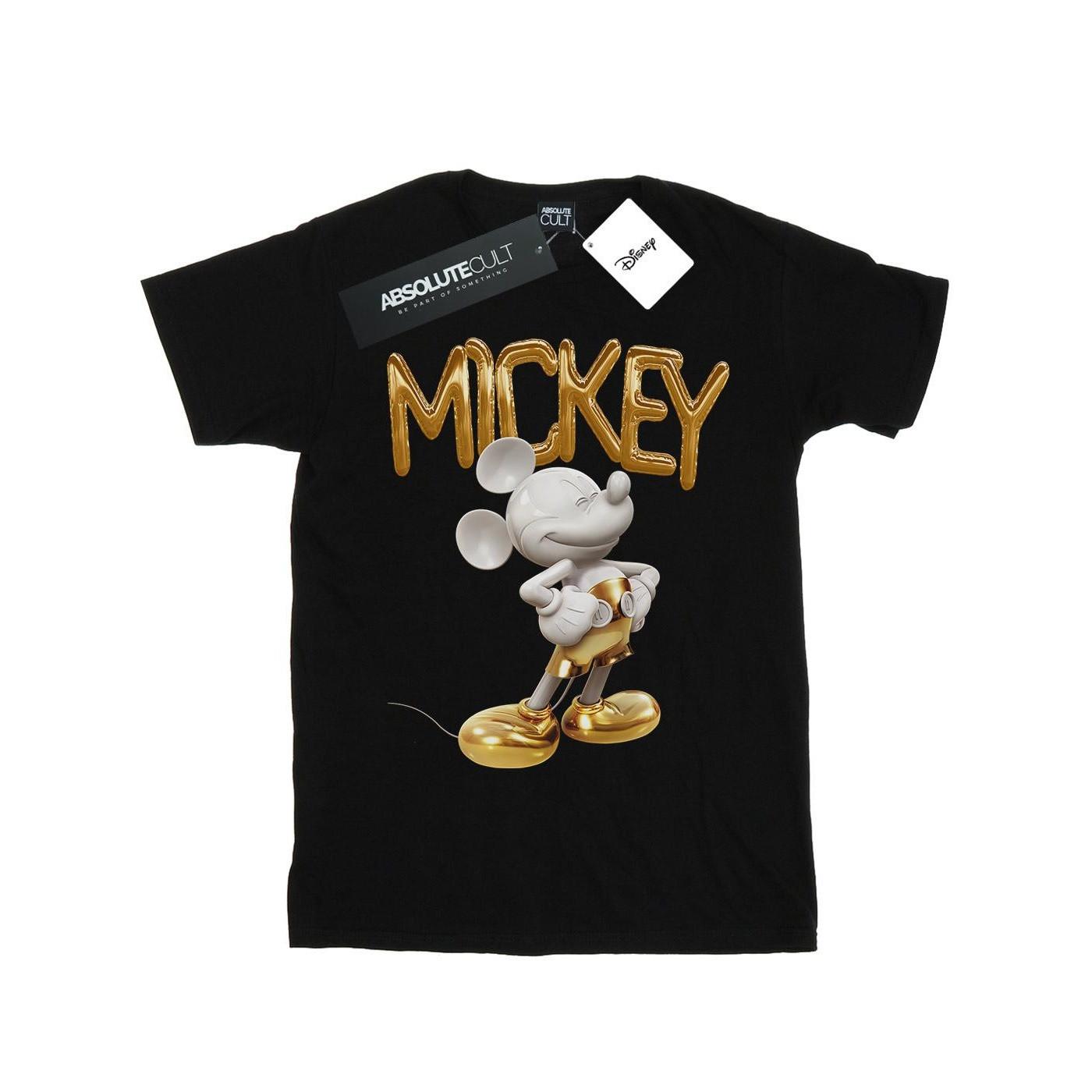 Image of Mickey Mouse Gold Statue Tshirt Damen Schwarz 4XL