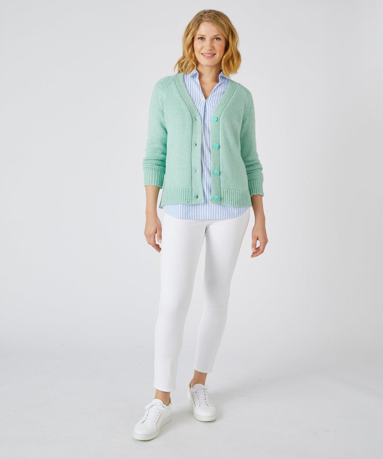 Image of Strickjacke Im Fischgratdessin, Mit Thermolactyl. Damen Blau 46-48