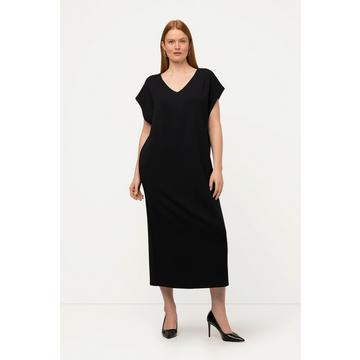 Punto-Midikleid, Oversized, V-Ausschnitt, Halbarm