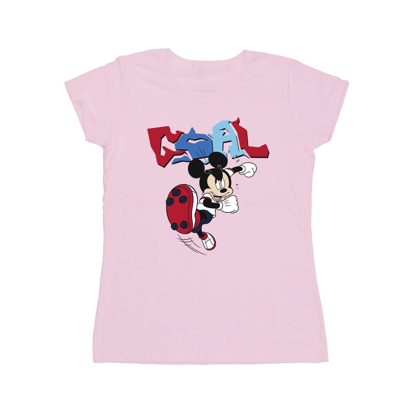 Image of Mickey Mouse Goal Striker Pose Tshirt Damen Pink XL