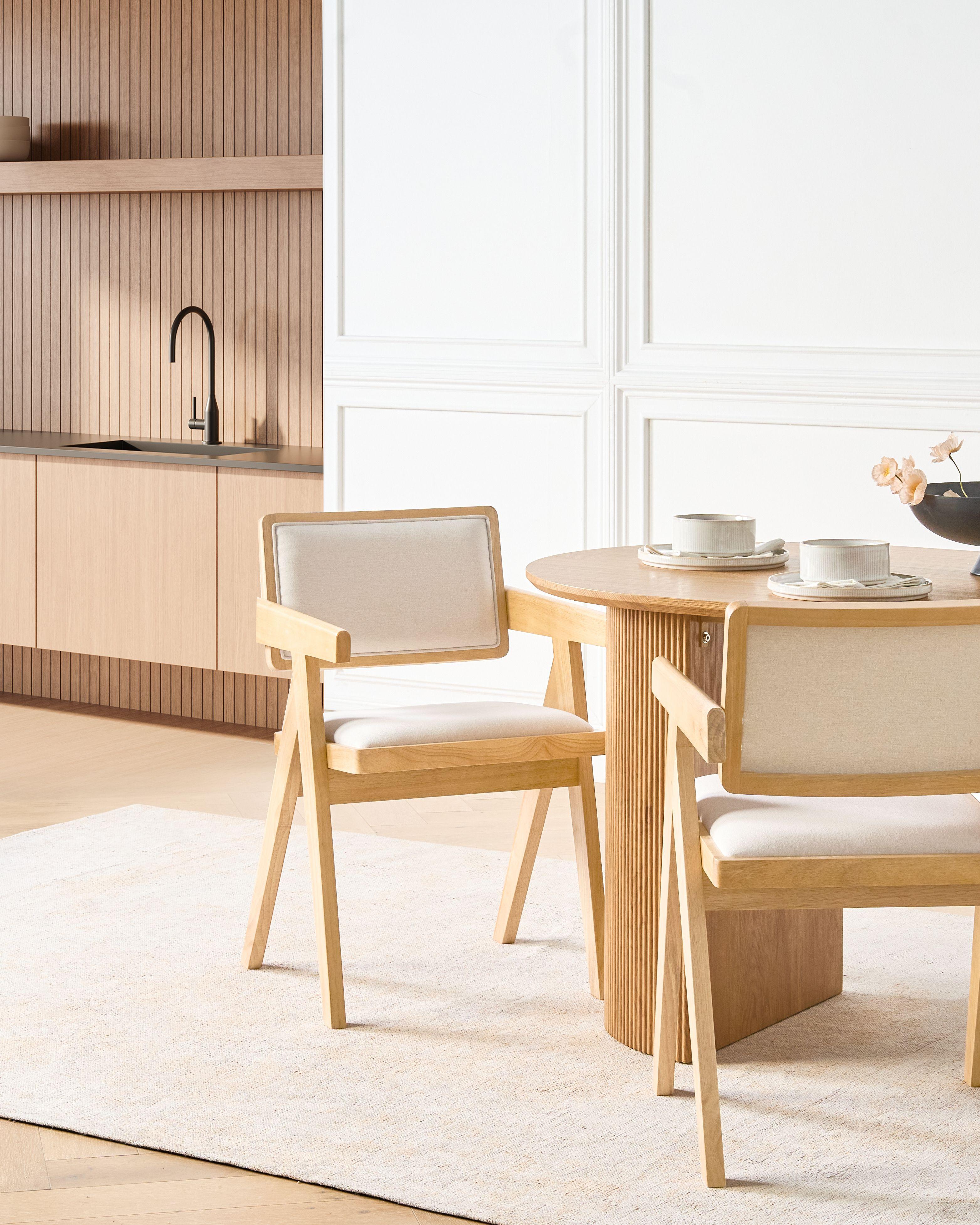 Beliani Lot de 2 chaises de salle à manger en Bois d'hévéa Rétro CARMODY  