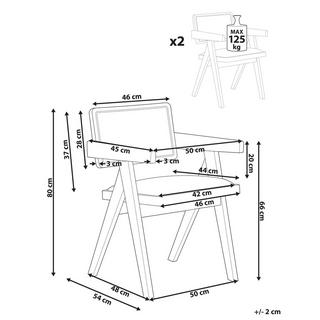 Beliani Lot de 2 chaises de salle à manger en Bois d'hévéa Rétro CARMODY  