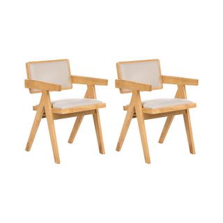 Beliani Lot de 2 chaises de salle à manger en Bois d'hévéa Rétro CARMODY  