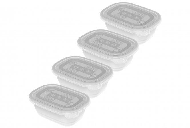 Image of Rotho 1723600096 Lebensmittelaufbewahrungsbehälter Rechteckig Set 0,5 L Transparent, Weiß 4 Stück(e) Unisex Transparent ONE SIZE