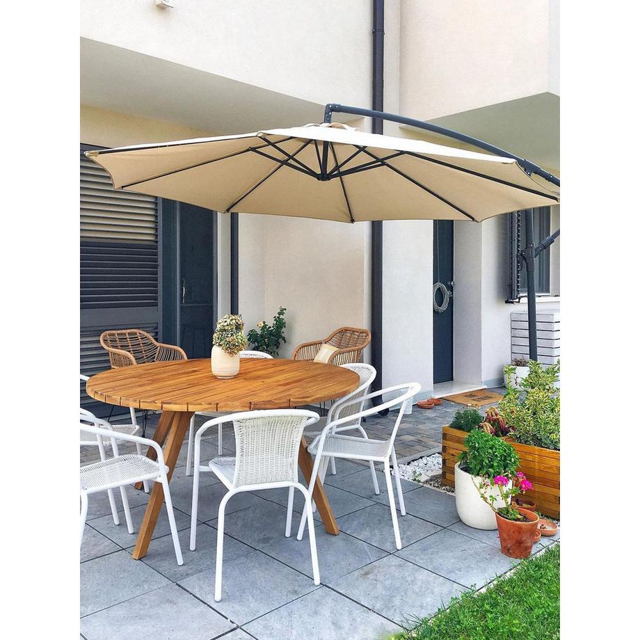 Beliani Parasol suspendu en Tissu RAVENNA  