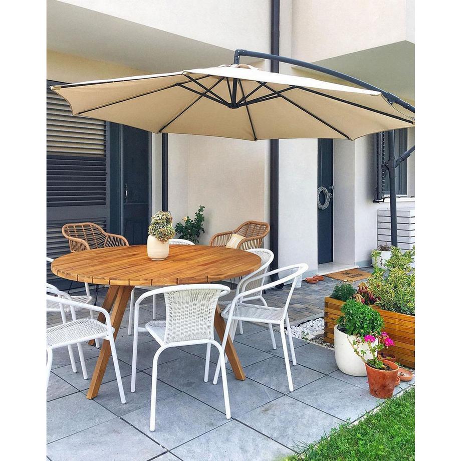 Beliani Parasol suspendu en Tissu RAVENNA  