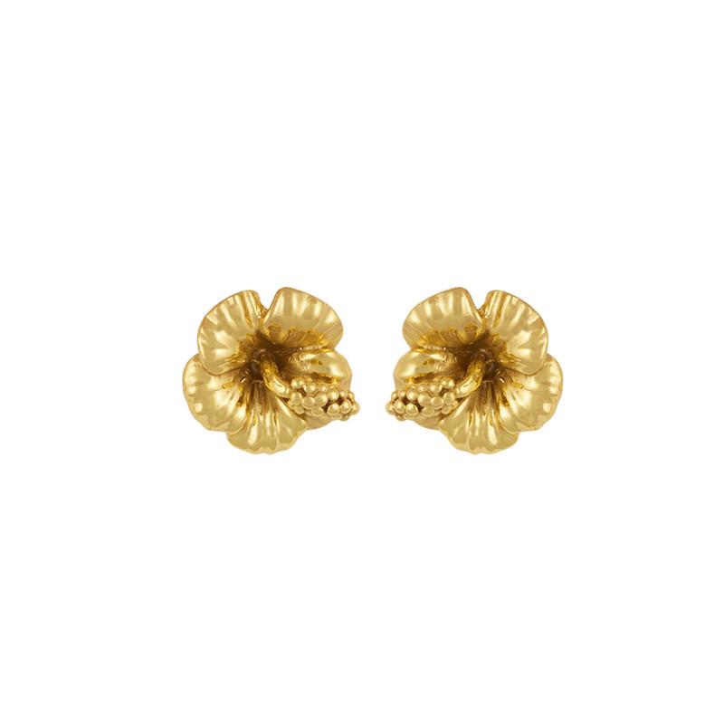 Image of Ohrringe Vergoldet "hibiskus Fleur" Damen Gold 12mm