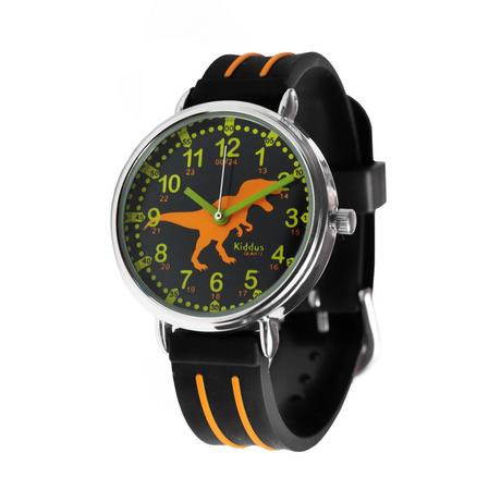 Kiddus  Time Teacher T-Rex Black&Orange Montre pour enfants 