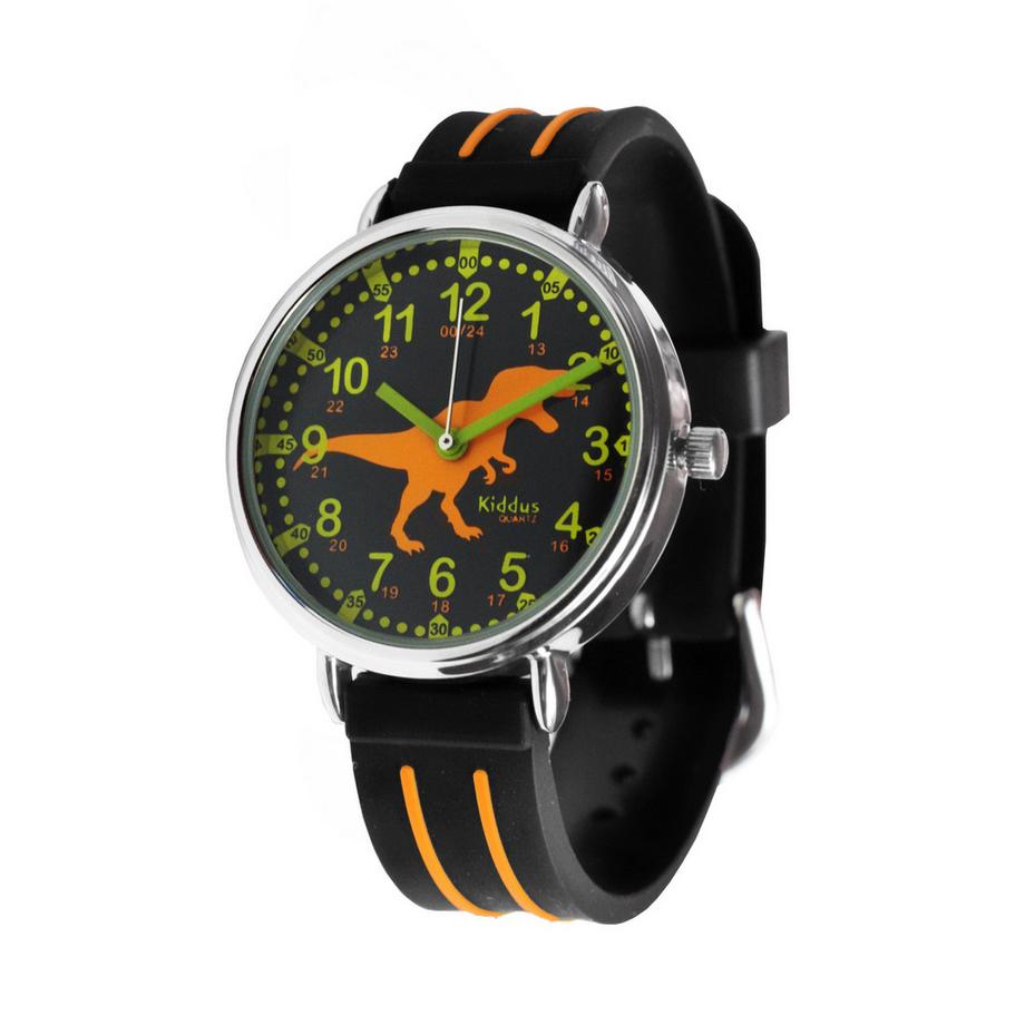 Kiddus  Time Teacher T-Rex Black&Orange  Kinderuhr 