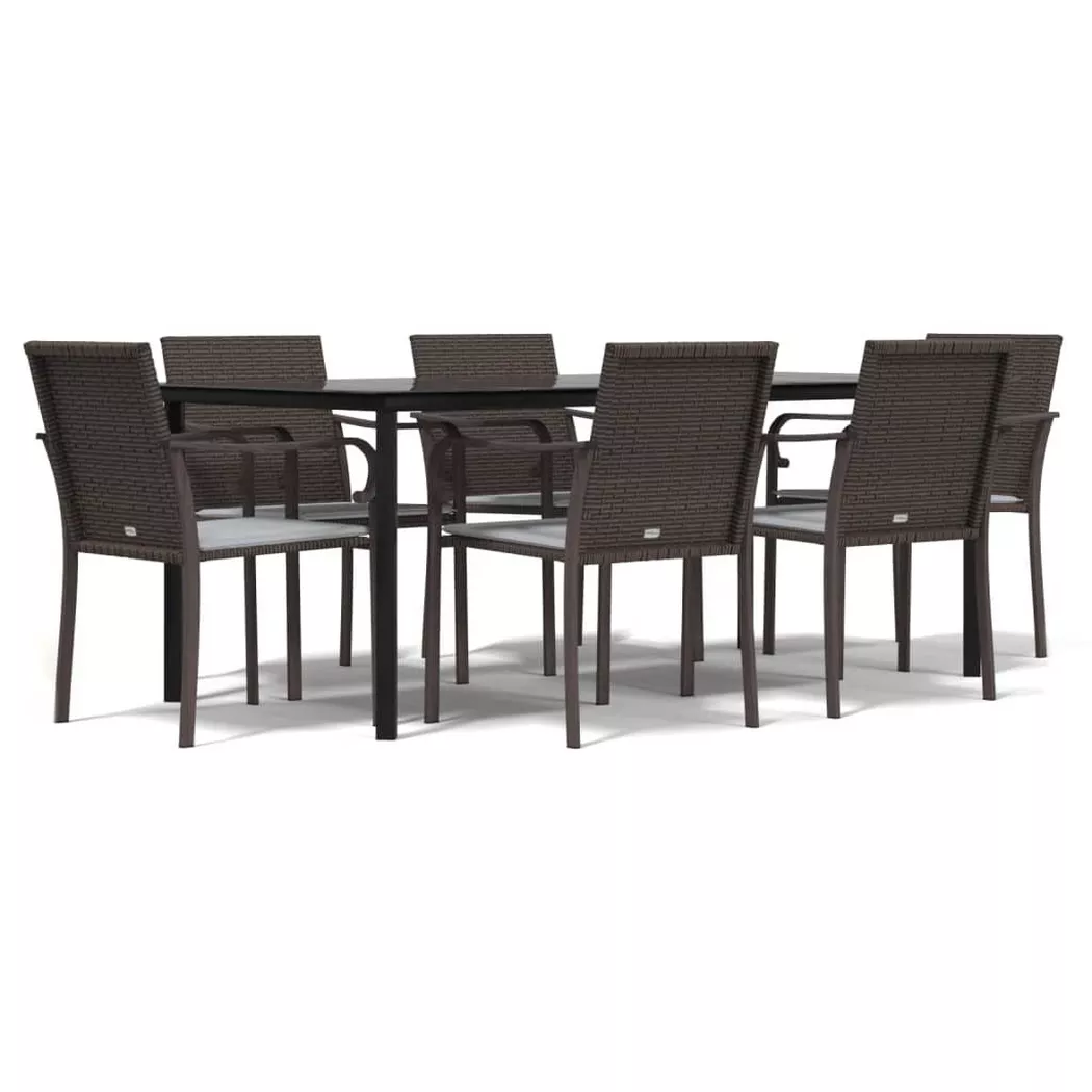 VidaXL - set da pranzo da giardino Polirattan, One Size, Marrone