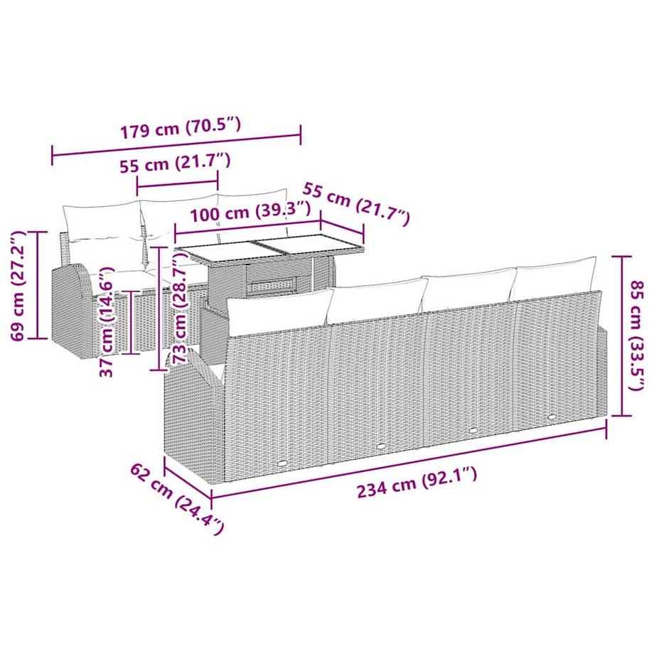 VidaXL Outdoor garnitur poly-rattan  