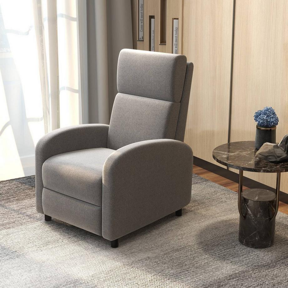 Northio Fauteuil De Relaxation, Fauteuil Tv Avec Fonction Inclinable, Fauteuil Tv Rembourré, Fauteuil Inclinable Aspect Lin, Repose-Pieds, Capacité De Charge Jusqu'À 120 Kg, Pour Salon, Gris  